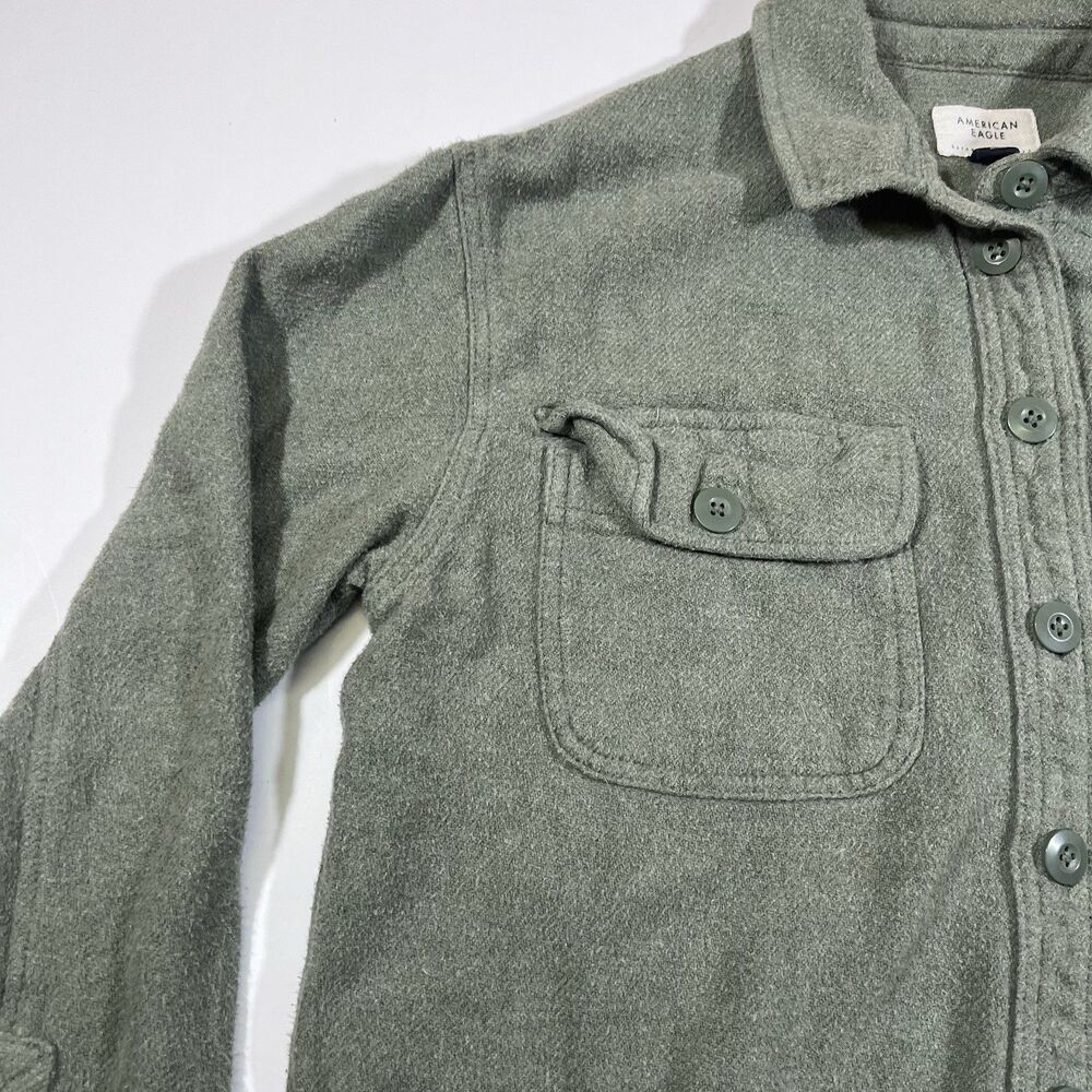 American Eagle Fleece Oversized Love Shacket Shirt Jacket Sage Green Women's XS - Picture 5 of 11